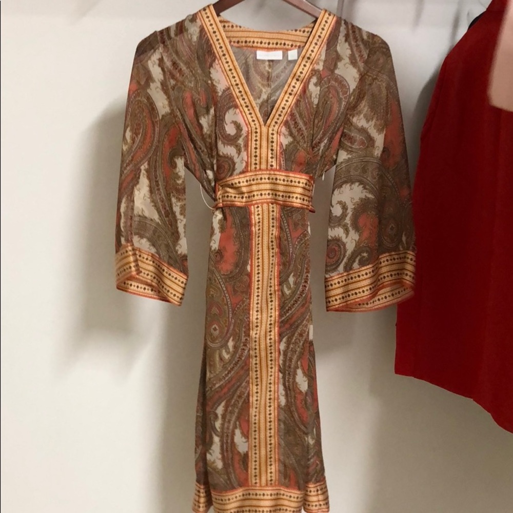 Printed Dress with Reversible Silk Tie
